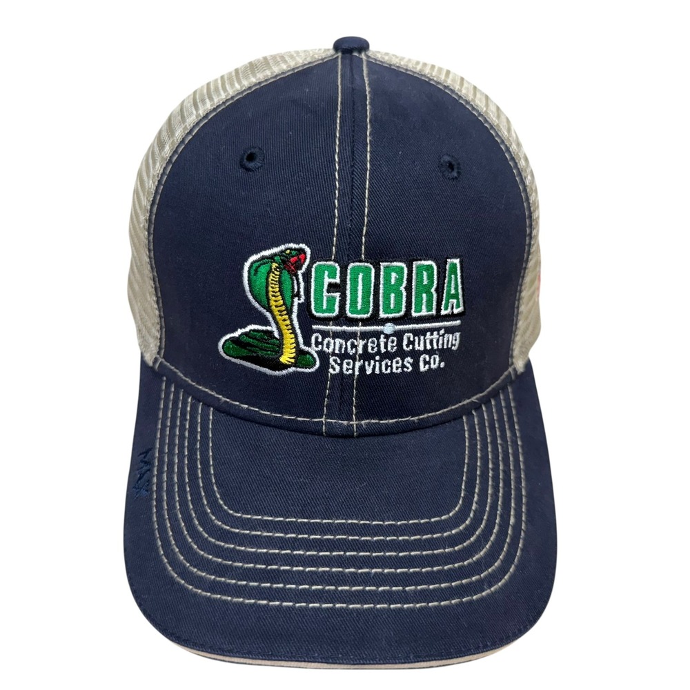 Cobra Concrete Cutting Services Mesh Trucker Hat Cap Max Strapback Blue Gray OS